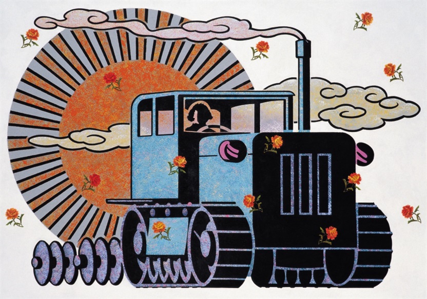 太阳下的⻛景-蓝色拖拉机  The scenery under a sun- A Blue tractor