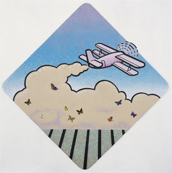 太阳下的⻛景-洒药护田  The scenery under a sun- Spray plants with insecticide